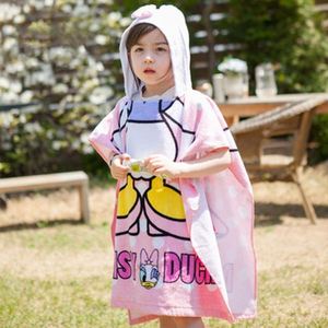Serviette de plage poncho pour enfants à capuche en coton 100% personnalisée avec impression sur mesure, motif animal, bleu - Product Image 3