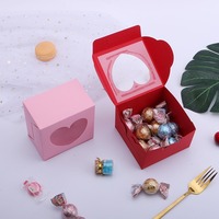 Boîte à dessert rouge pour la Saint-Valentin, biscuits cuits, pâtisseries et bonbons, boîte d'emballage française avec fenêtre transparente