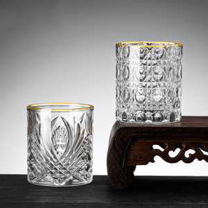 Vasos de chupito con borde dorado de lujo, vasos de cristal para whisky, vasos transparentes para beber Vodka escocés, Tequila Ron - Product Image 5