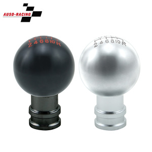 Auso-Racing Car Gear <b>Knob</b> 10-Speed Aluminum Round <b>Shift</b> Lever Universal Fit Black And Silver - Product Image 1