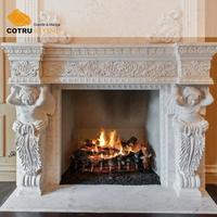 Cheminée en pierre naturelle polie moderne pour salon de villa, insert en marbre blanc sculpté haut de gamme