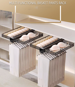 Garde-robe à l'intérieur du rangement Glissière télescopique montée sur le dessus Cintre Corde à linge Pôle Pull-out Rail Pant Rack - Product Image 2
