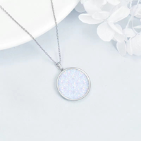 Fine Jewelry Collier pendentif étoile opale blanche ronde en argent sterling 925 plaqué or rose