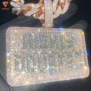 مجوهرات Lifeng مخصصة فاخرة من المويسانيت قلادة الثلج vvvs المويسانيتي سحر الماس رسالة الفضة 2 لهجة الهيب هوب قلادة هدية - Product Image 2