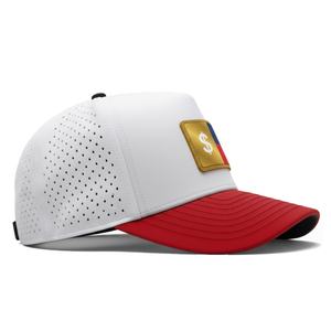 OEM Custom Mesh Perforated Hat Logo 5 <b>Panel</b> Slightly Curved Brim Snapback Waterproof Rubber <b>Patch</b> Golf Cap - Product Image 3
