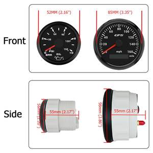 85mm GPS 속도계 52mm 연료 레벨 측정기 160MPH 0-8000RPM 타코미터 게이지 세트 7 색 백라이트 블랙 마린 용품 - Product Image 2
