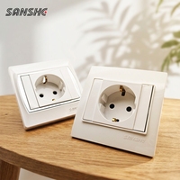 Prises murales électriques SANSHE CE blanches, norme européenne 16A 250V, type Schuko allemand, pour la maison, l'hôtel, le bureau, l'appartement, la décoration
