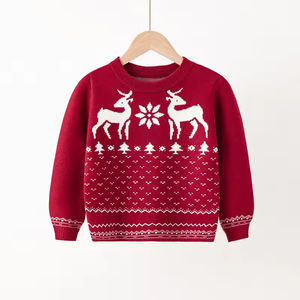 เสื้อไหมพรมเด็กผู้ชายผู้หญิงลายกวางการ์ตูนน่ารักสไตล์ยุโรปอเมริกัน ผ้าฝ้าย สำหรับเด็ก ฤดูใบไม้ผลิ ฤดูใบไม้ร่วง ลายแจ็คการ์ด - Product Image 1