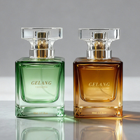 Flacon de parfum en verre de luxe pas cher, flacon de parfum carré en verre ambré 30 ml 50 ml 100 ml, flacon de parfum personnalisé avec emballage boîte