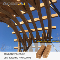 Casa de marco de bambú estructural de madera modular Casas verdes impermeables con hoja de aspecto de madera de viga de bambú para construcción exterior