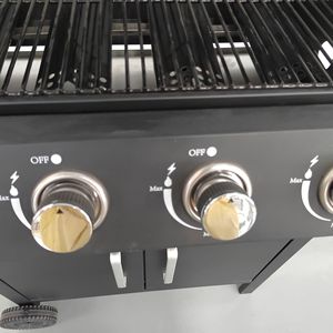 Pemanggang BBQ Gas Alam Komersial 5 Tungku Utama 80cm X 105cm Baja Tahan Karat Hitam Berlapis Bubuk Termasuk Penutup Panggangan - Product Image 5