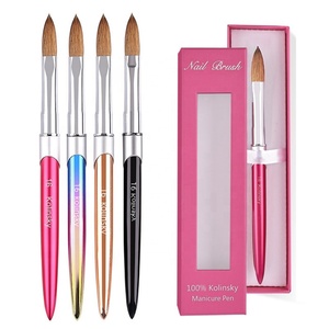Pincel de Uñas Acrílico Kolinsky de Alta Calidad con Mango Metálico, Venta al por Mayor de Fábrica, Buen Precio, Tamaños 8 y 10 con 3D - Product Image 1