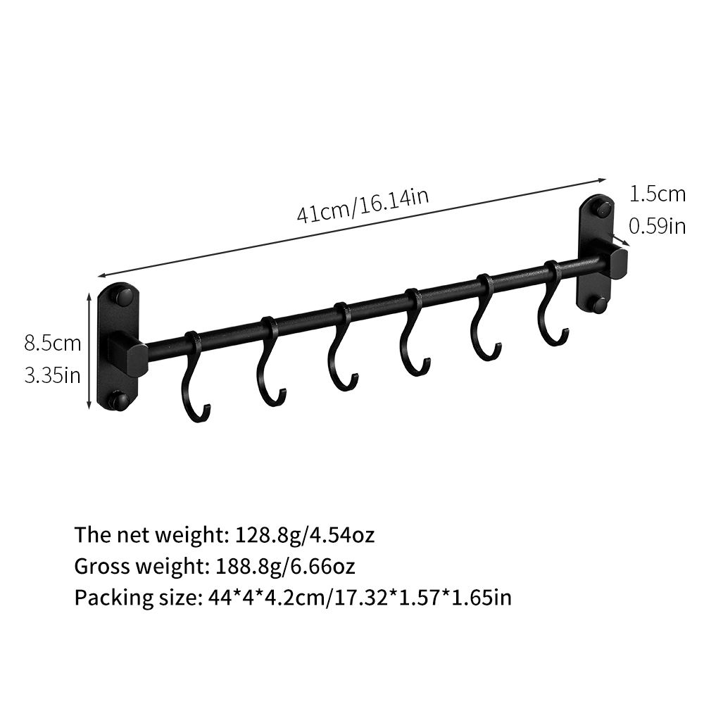 9208 Black 6 hook 40cm