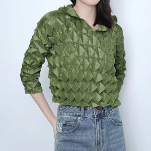 Nuova Blusa Lunga Plissettata 3D Irregolare Fatta a Mano Stile Vintage Casual da Donna Primavera Estate 2026 - Top Plissettato Miyake Regolare - Product Image 1