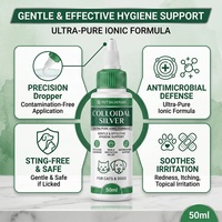 Gouttes d'argent colloïdal pour animaux de compagnie 50ml Nettoyant pour les oreilles et les yeux des chiens Soulagement des démangeaisons des peaux Sensible Éliminateur de taches de larmes Marque privée
