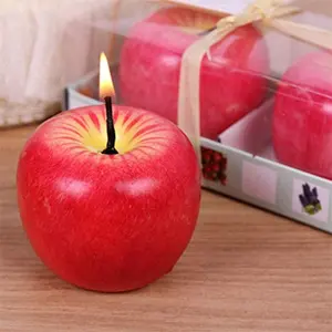 Özel sıcak satış toptan yaratıcı ev dekoratif kırmızı aromaterapi kokulu elma şekilli mumlar