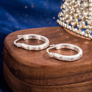 Pendientes de plata para boda con piedras preciosas, aretes de aro con circonias de fantasía, acero inoxidable, plata, joyería. - Product Image 1