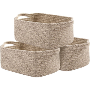 Cesta Decorativa Rectangular de Tela Tejida con Asa para Almacenamiento en el Hogar o Organización de Regalos - Product Image 1
