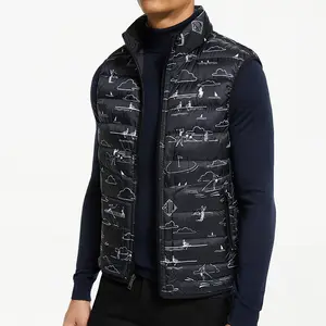 Gros logo personnalisé haute qualité hommes gilet réversible mode numérique impression POLO puffer gilet