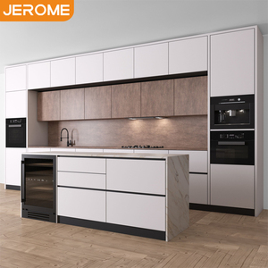 Fabricante Jerome, Isla de Cocina Personalizada de Madera Contrachapada con Laminado HPL, Encimera de Cuarzo, Diseño de Gabinetes - Product Image 2
