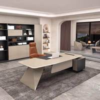 Bureau de travail de luxe pour immeuble de bureaux, plateau en panneau de fibres à densité moyenne (MDF), capacité de charge sans fil, montage facile, individuel