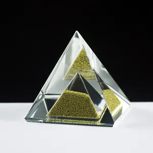 批发家居装饰透明水晶金字塔愈合冥想组织玻璃组织金字塔
