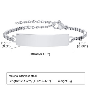 Bracelet personnalisé pour enfants en acier inoxydable avec chaîne à barres courbées, gravable, étanche et ajustable, bijoux de mode pour enfants - Product Image 3
