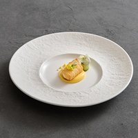 Assiette à salade en céramique beige, assiette à pâtes pour usage domestique, vaisselle haut de gamme pour restaurant occidental, passe au micro-ondes, style vintage, luxe léger