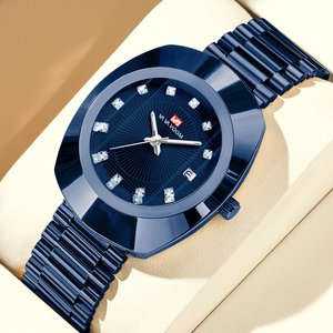 Reloj de Pulsera para Hombre, Diseño Ovalado en Tono Dorado, Decoración con Pedrería, Esfera con Diseño de Rayos de Sol, Movimiento de Cuarzo, Reloj de Lujo - Product Image 5