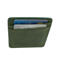 Porte-cartes RFID en cuir véritable ultra fin vintage avec logo personnalisé et sangle élastique pour l'argent, portefeuille minimaliste