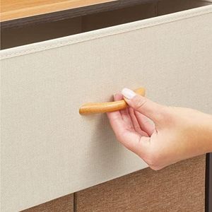 Organizador vertical de madera con marco de acero alto al por mayor, 7 cajones de tela extraíbles plegables, gran organizador de oficina, torre de almacenamiento - Product Image 6