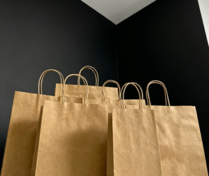 Kraft paper gift bags made of thickened kraft paper with paper rope <b>handles</b> formed by heat pressing process sturdy - Product Image 3