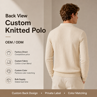 IKDEER – Nouveau polo tricoté à manches longues pour homme, en mélange coton-lin, maille torsadée côtelée, couleur avoine – Fabrication usine