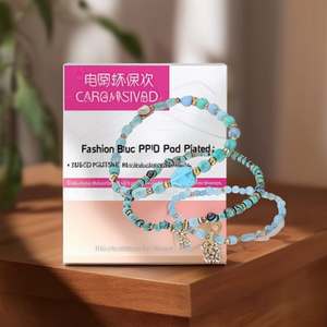 Fashion Beaded <b>Bracelets</b> <b>Set</b> Blue Stone PVD Gold Plated 316L Stainless Steel Sustainable Resistant Jewelry for Women - Product Image 3