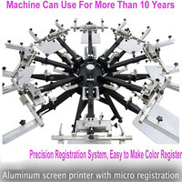 Machine à sérigraphie textile rotative pour t-shirts, ensemble complet de 8 couleurs, 8 stations, manuelle, bricolage, ensemble complet