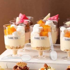 Мини одноразовая прозрачная пластиковая чашка с ложкой для десертов Aliexpress, круглая Рюмка для пудинга для кофе - Product Image 1