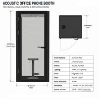 Cabine téléphonique Flexspace, pod acoustique, cabine insonorisée, nouveau studio de bureau portable avec verre insonorisé et intimité intérieure.