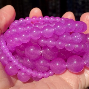 AsVrai U Natural Stone <strong>Beads</strong> Rose Red Quartz Jade <strong>Agate</strong> Jasper Fuchsia Gemstone <strong>Beads</strong> for Jewelry Making Findings DIY Bracelets - Product Image 3