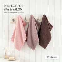 Handuk Tangan Katun 100% 35x74cm 500 GSM Warna Solid Lembut Menyerap Air Logo Custom untuk Salon Kecantikan dan Spa Grosir