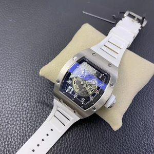 Montre mécanique de luxe pour homme de haute qualité avec cristal saphir tonneau, nouveau cadran blanc, design ajouré, grande fenêtre de date, RM010 - Product Image 2