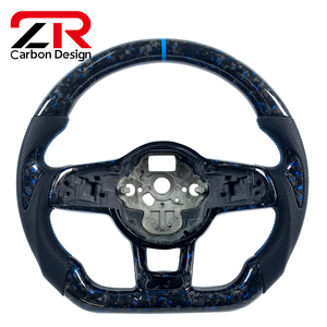 Volant en cuir véritable personnalisé en fibre de carbone forgée pour Volkswagen MK7 MK6 <span class=keywords><strong>Golf</strong></span> 6 <span class=keywords><strong>Golf</strong></span> <span class=keywords><strong>7</strong></span> <span class=keywords><strong>GTI</strong></span>, intérieur de voiture sportif - Product Image 1