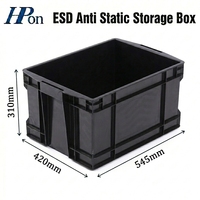 Conteneur de manutention ESD en plastique antistatique PP, carton noir, boîte de rangement SMT ESD pour PCB avec clips de verrouillage à fente, accessoire de remplacement