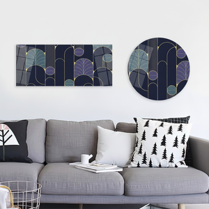 Arte Mural Moderno en Vidrio Morado: Impresión Abstracta Geométrica en Lienzo, ARTE EN VIDRIO TEMPLADO - Product Image 3
