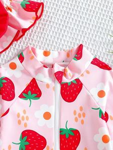 <span class=keywords><strong>Maillot</strong></span> <span class=keywords><strong>de</strong></span> <span class=keywords><strong>bain</strong></span> une pièce à manches longues pour bébé fille, imprimé <span class=keywords><strong>fraise</strong></span> <span class=keywords><strong>de</strong></span> dessin animé mignon, fermeture éclair, vêtements <span class=keywords><strong>de</strong></span> plage d'été, cadeau pour enfants - Product Image 4