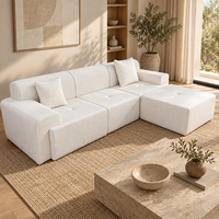 QINUO Vakuumkomprimiertes L-förmiges Sofa-Set mit Chaiselongue, modulares Ecksofa aus Stoff, rollverpackt im Karton