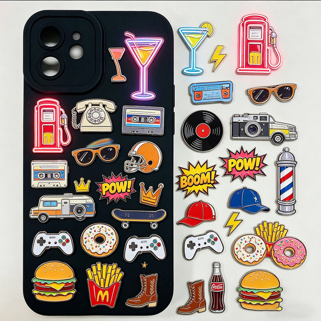 High Quality Custom Enamel Metal Phone Sticker Zinc Alloy Retro Trendy Phone Decal Souvenir Vintage Style Phone Sticker