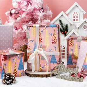 Reversible Christmas <b>Wrapping</b> <b>Paper</b> Roll Pink Metallic Foil Tree Polka Dot 17 Inch X 33 Feet Recyclable Packaging <b>Paper</b> - Product Image 2