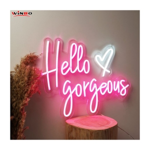 Winbo Enseigne de fiançailles néon Lettres Design libre Enseigne néon personnalisée Drop Shipping Wedding Room Party Decor Hello Gorgeous Neon Sign - Product Image 2