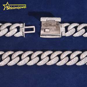 Cadena de 23 mm de gran tamaño, de plata de ley 925 maciza, joyería hip hop para hombre, collar con incrustaciones de moissanita, cadena cubana. - Product Image 6