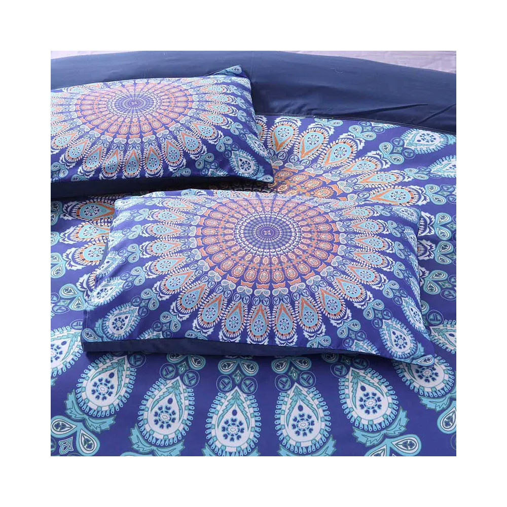 Set Duvet Covers Wholesale OEM 100% Polyester 3 PCS King Size Blue Purple Mandala Boho Duvet Cover Set